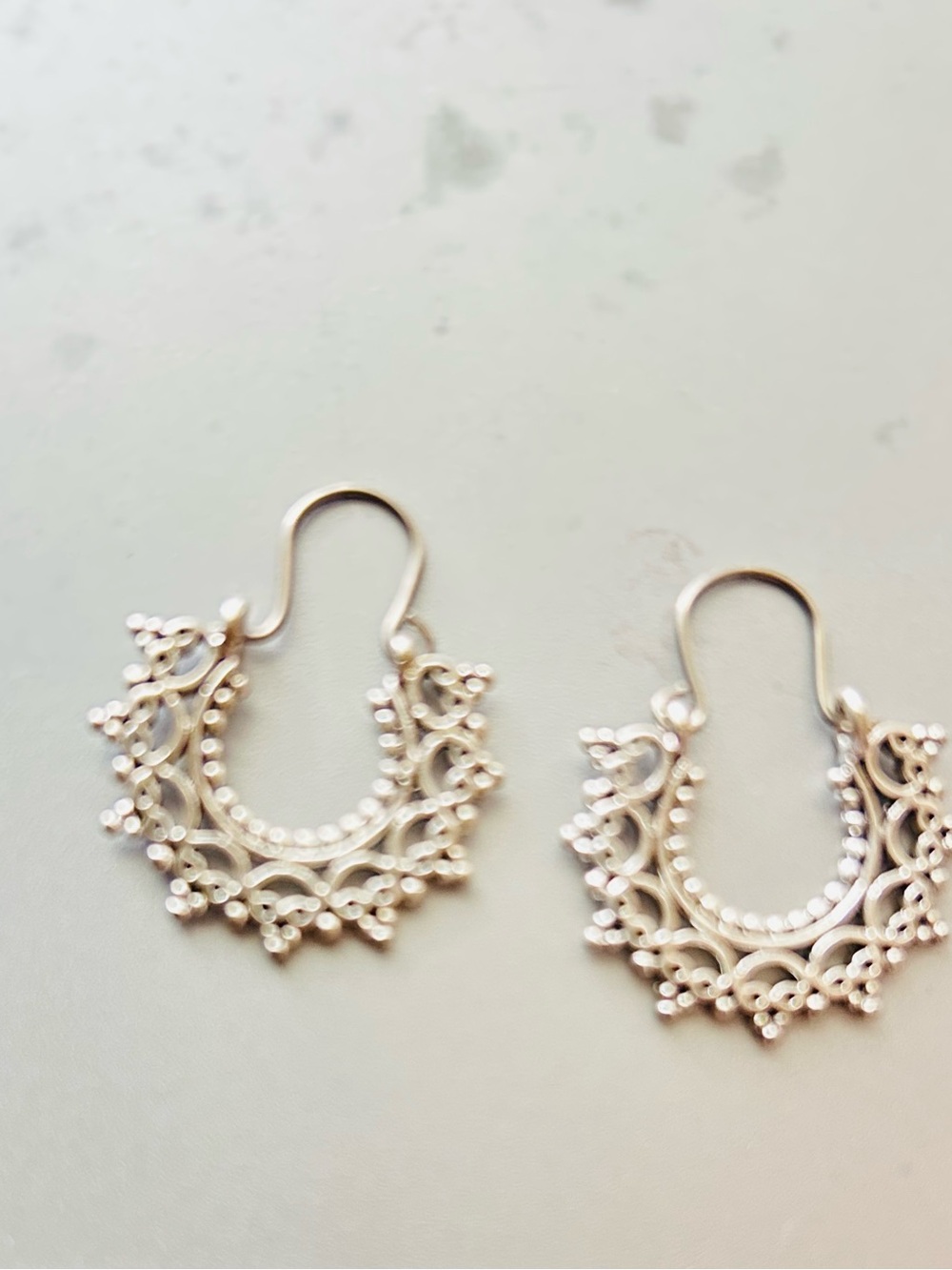 Intricate Sterling Silver Hoop Earrings